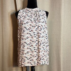 LOFT outlet sleeveless blouse featuring a repeating horse pattern.